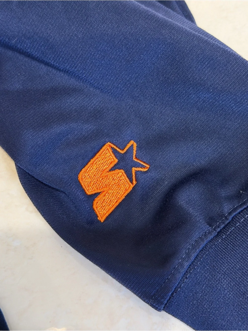 Vintage Starter Men's Navy Track Jacket with Orange Trim Illinois college